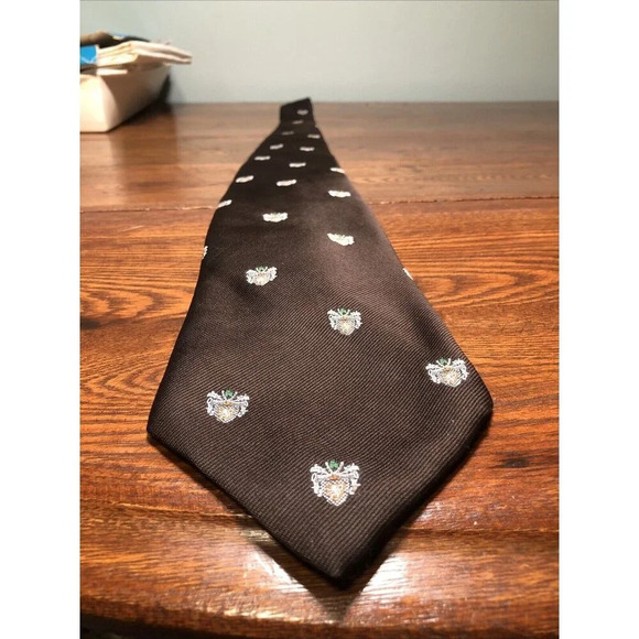 Vintage Sears The Men's Store Tie Arc De Triomphe Brown Crest Coat Of Arms 4x53 - Picture 6 of 7